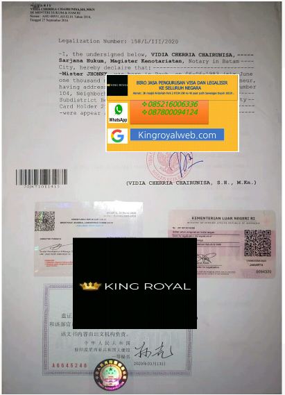 Legalisir Surat Kuasa Kedutaan China King Royal